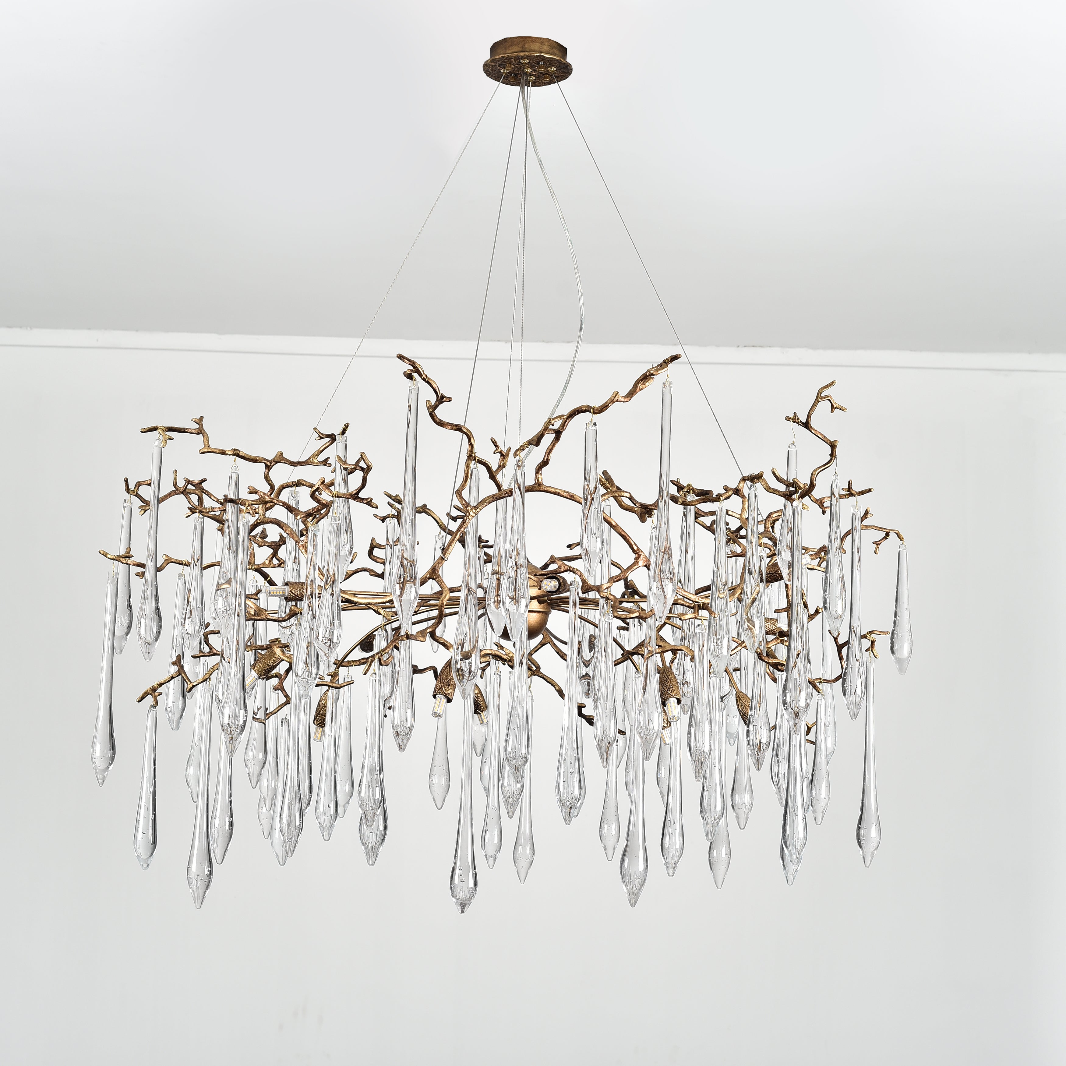 Lukas Extended Teardrop Branching Brass Round Chandelier - Kavker - 