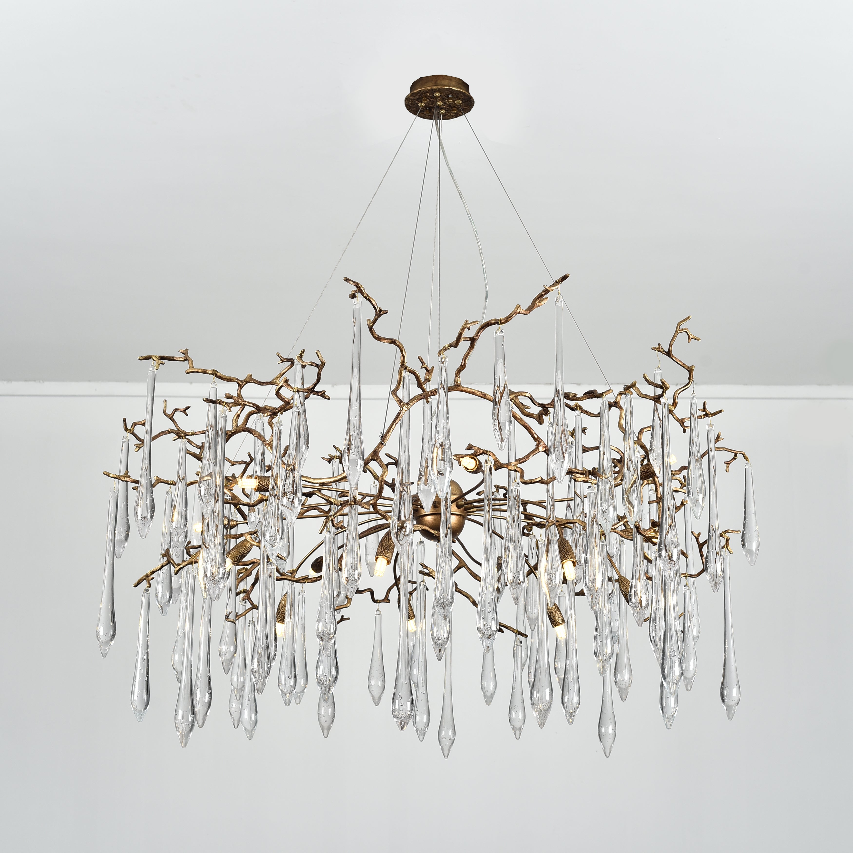 Lukas Extended Teardrop Branching Brass Round Chandelier - Kavker - 
