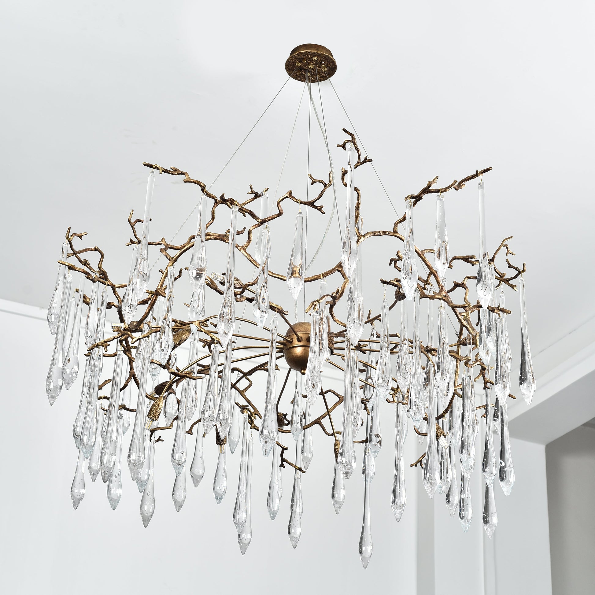 Lukas Extended Teardrop Branching Brass Round Chandelier - Kavker - 