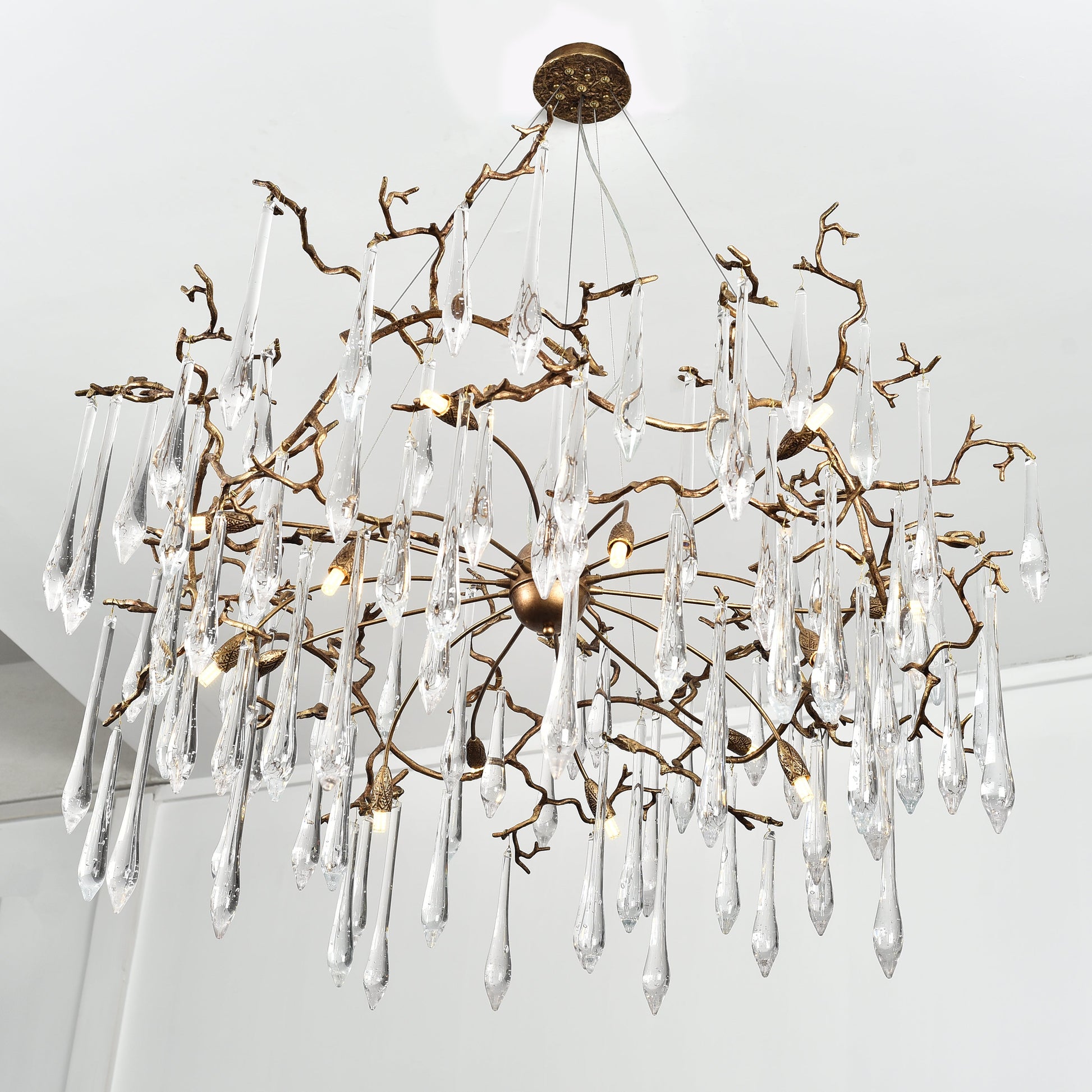 Lukas Extended Teardrop Branching Brass Round Chandelier - Kavker - 