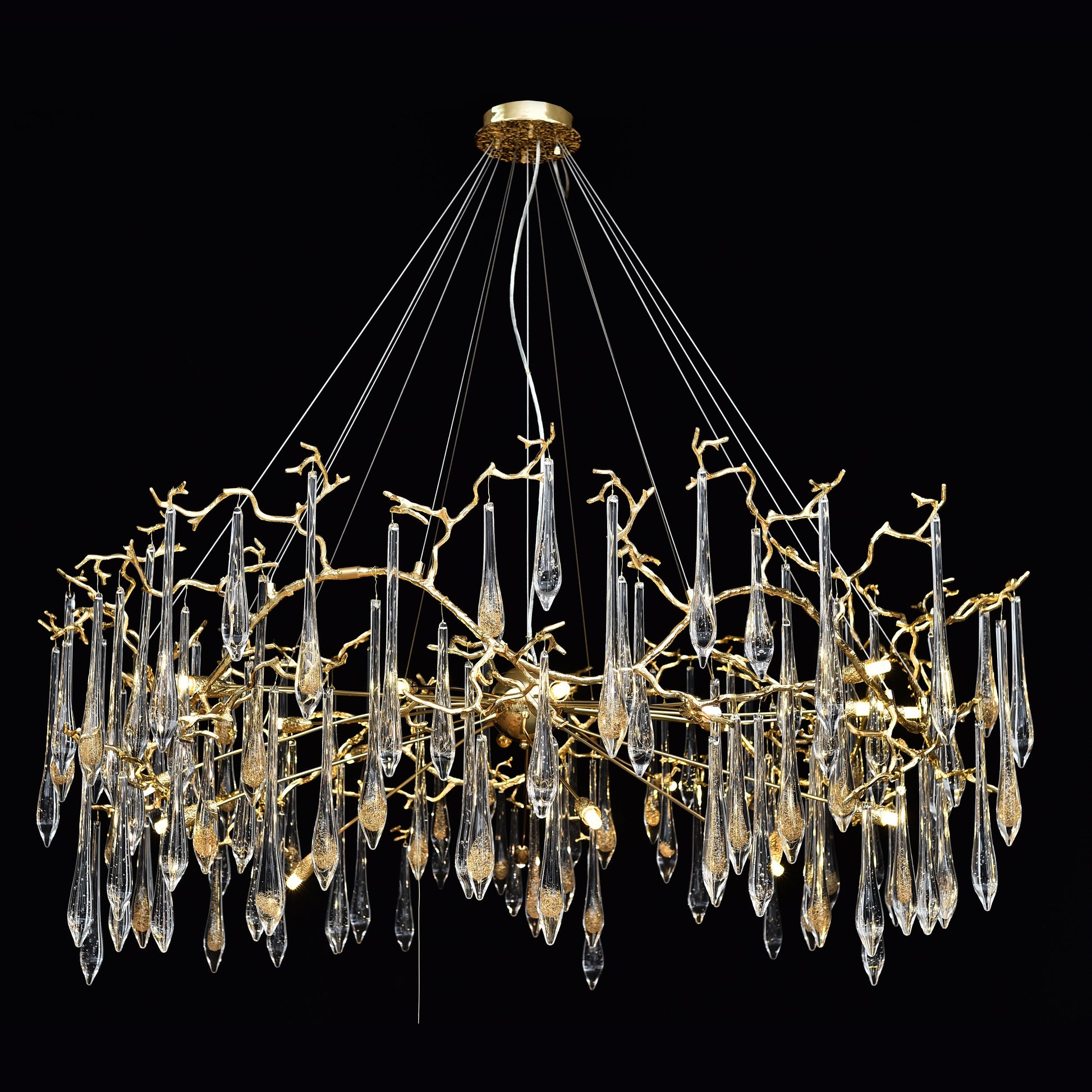 Lukas Extended Teardrop Branching Brass Round Chandelier - Kavker - 