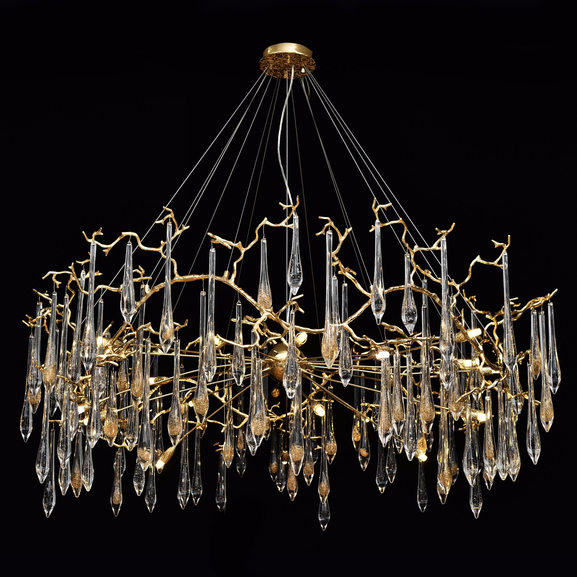 Lukas Extended Teardrop Branching Brass Round Chandelier - Kavker - 