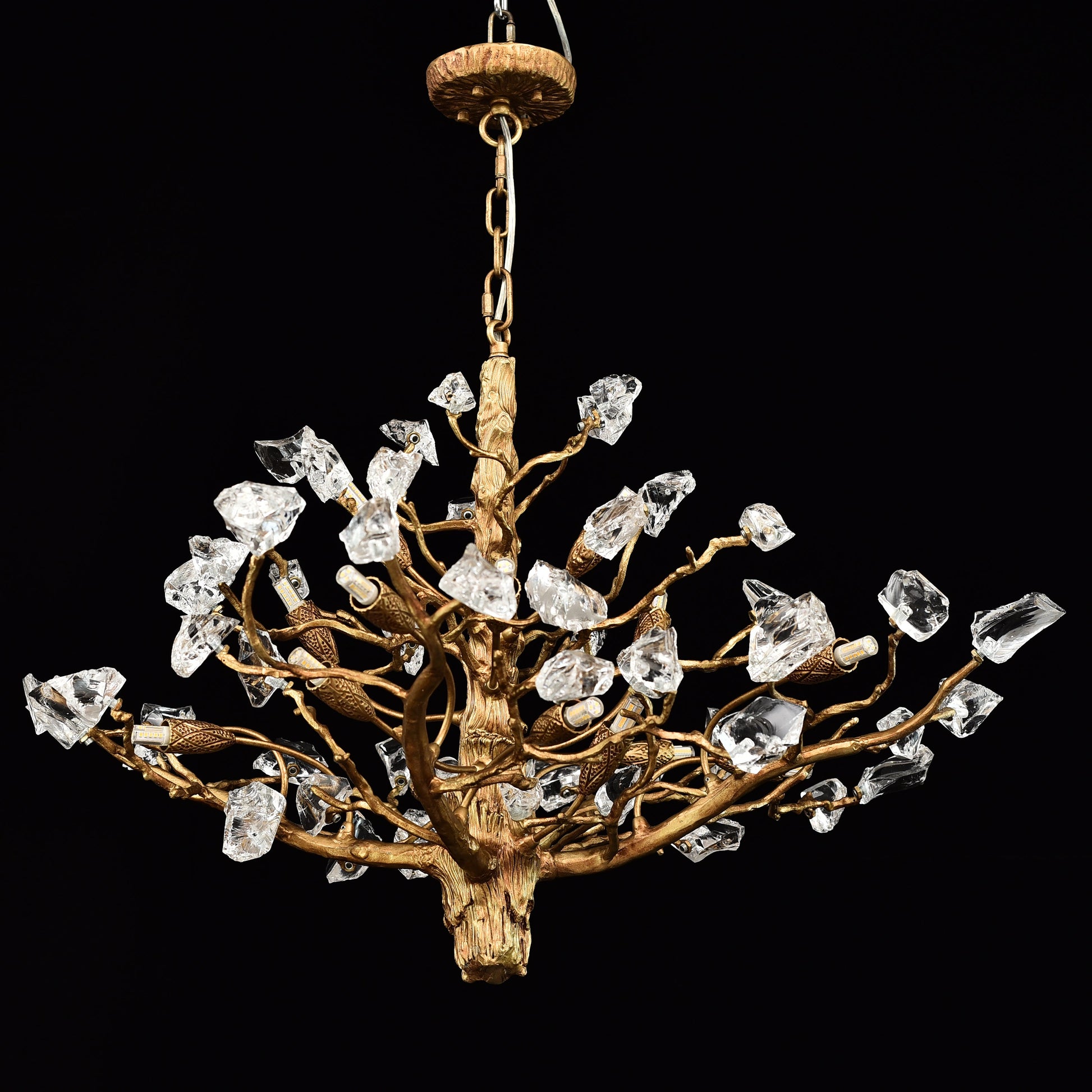 Livio Gemstone Branching Brass Round Chandelier - Kavker - 