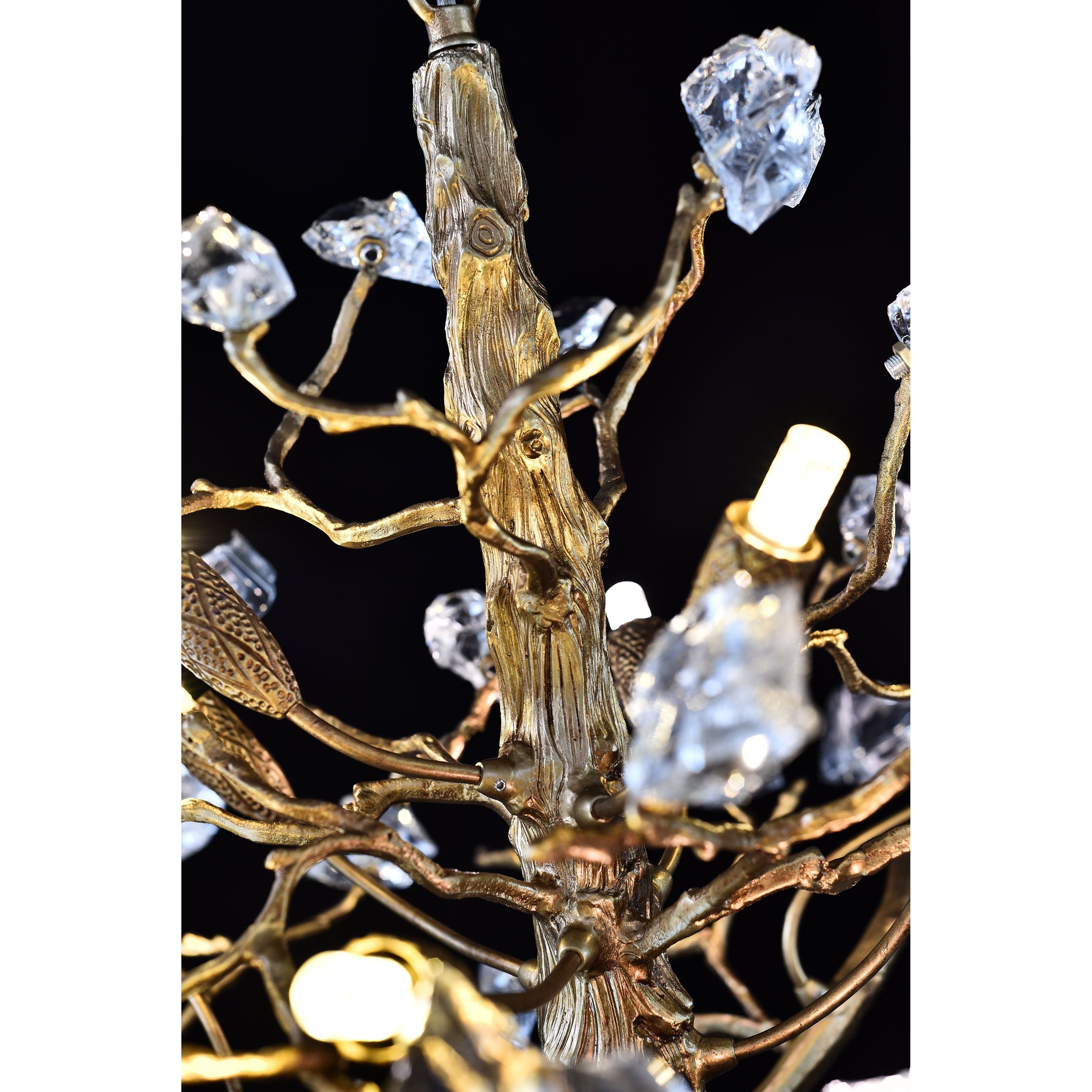 Livio Gemstone Branching Brass Round Chandelier - Kavker - 