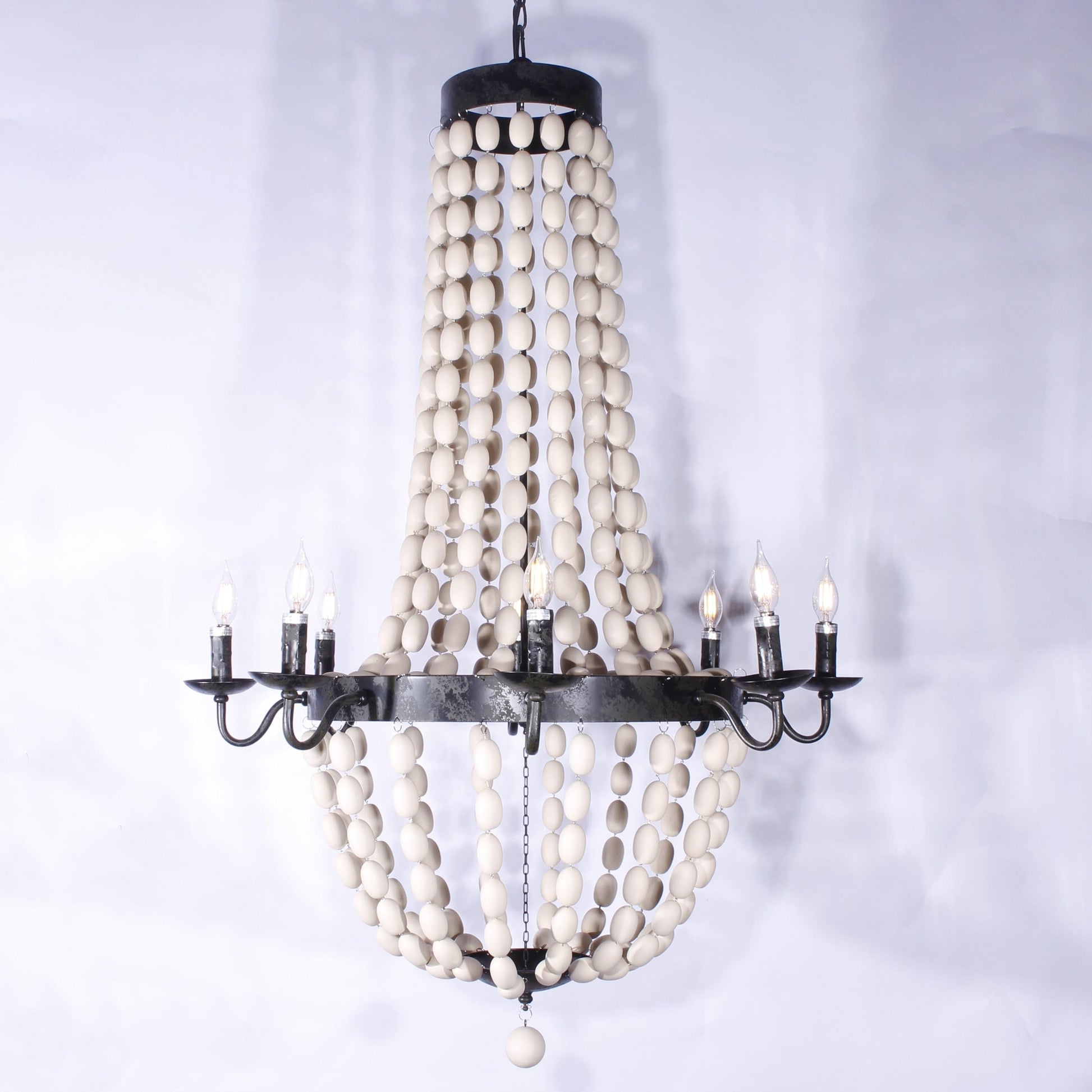 Empire Ivory Wood Beaded Chandelier - Kavker