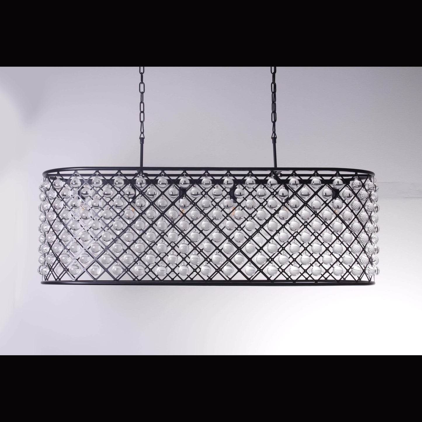 Teardrop Grid Rectangular 10-Light Crystal Chandelier - Kavker