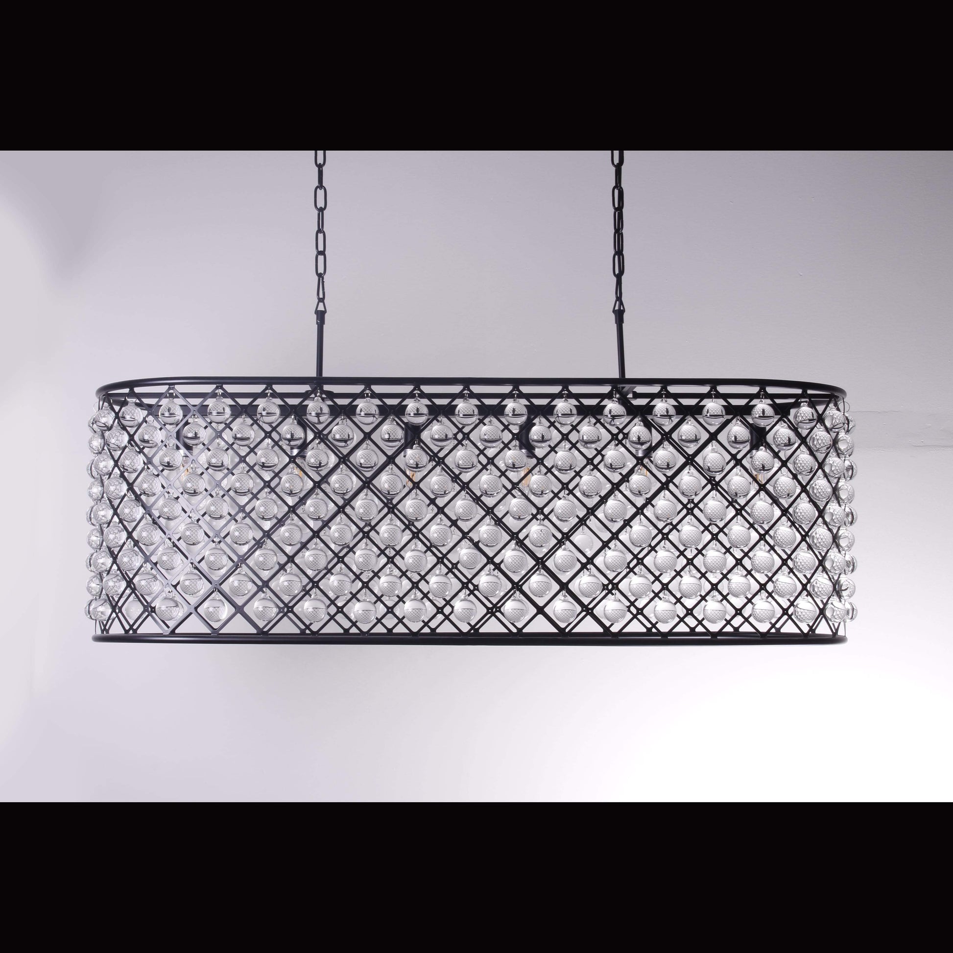 Teardrop Grid Rectangular 10-Light Crystal Chandelier - Kavker
