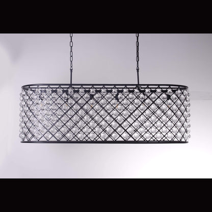Teardrop Grid Rectangular 10-Light Crystal Chandelier - Kavker