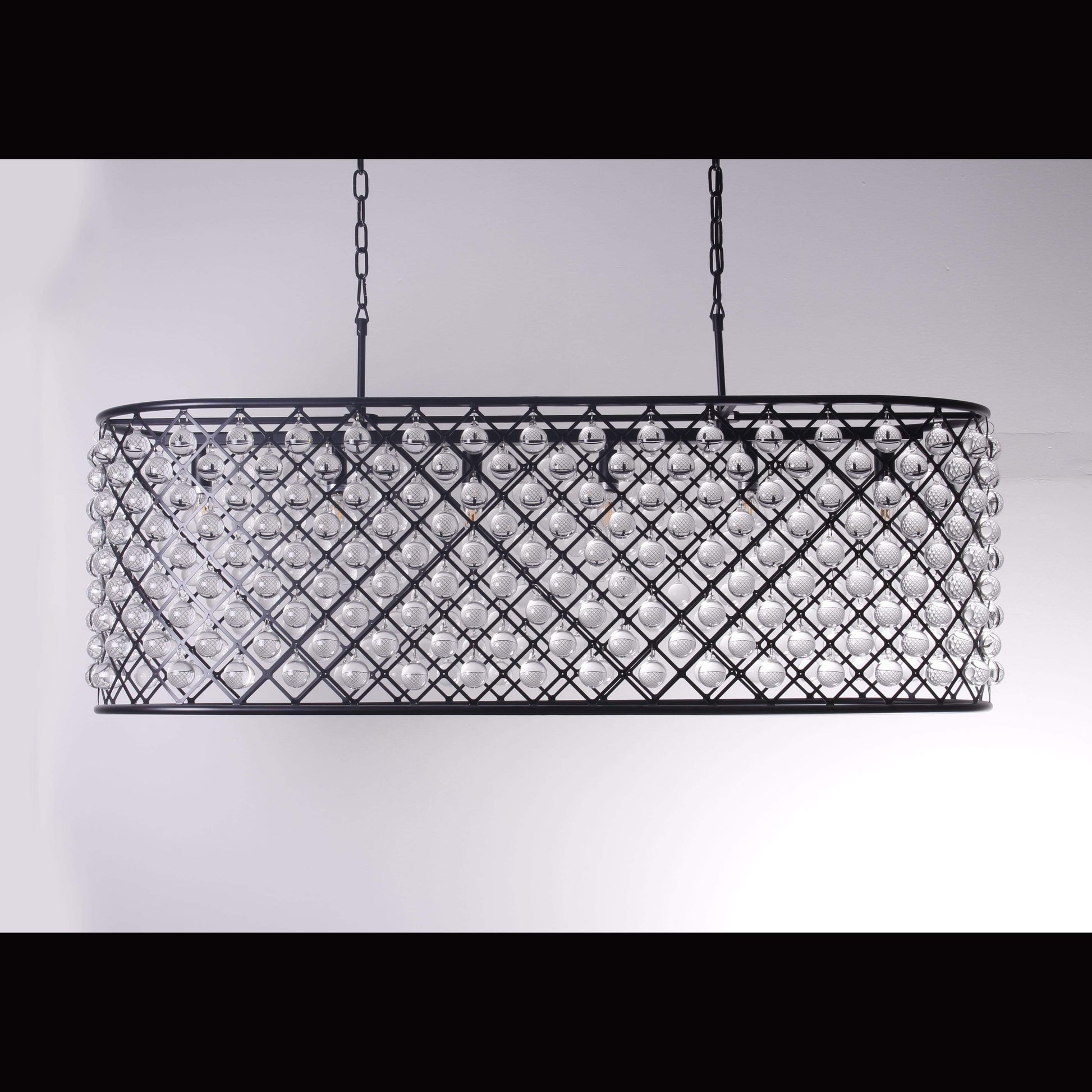 Teardrop Grid Rectangular 10-Light Crystal Chandelier - Kavker