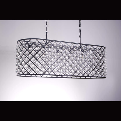 Teardrop Grid Rectangular 10-Light Crystal Chandelier - Kavker