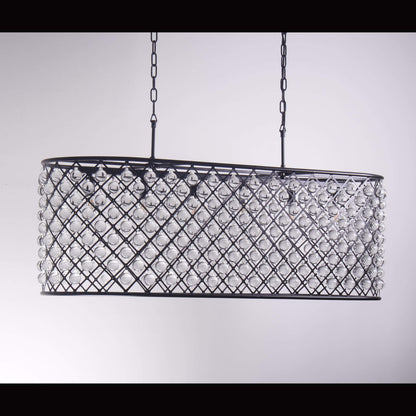 Teardrop Grid Rectangular 10-Light Crystal Chandelier - Kavker