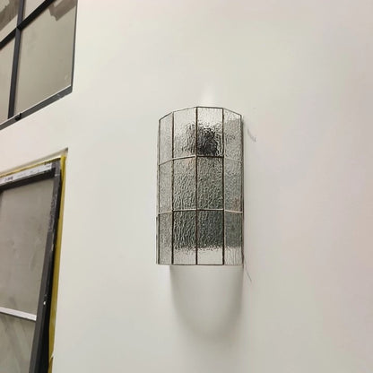Frosted Glass Grid Tall Wall Sconce