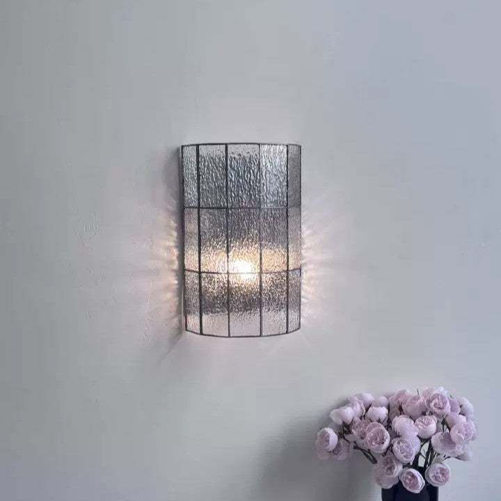 Frosted Glass Grid Tall Wall Sconce