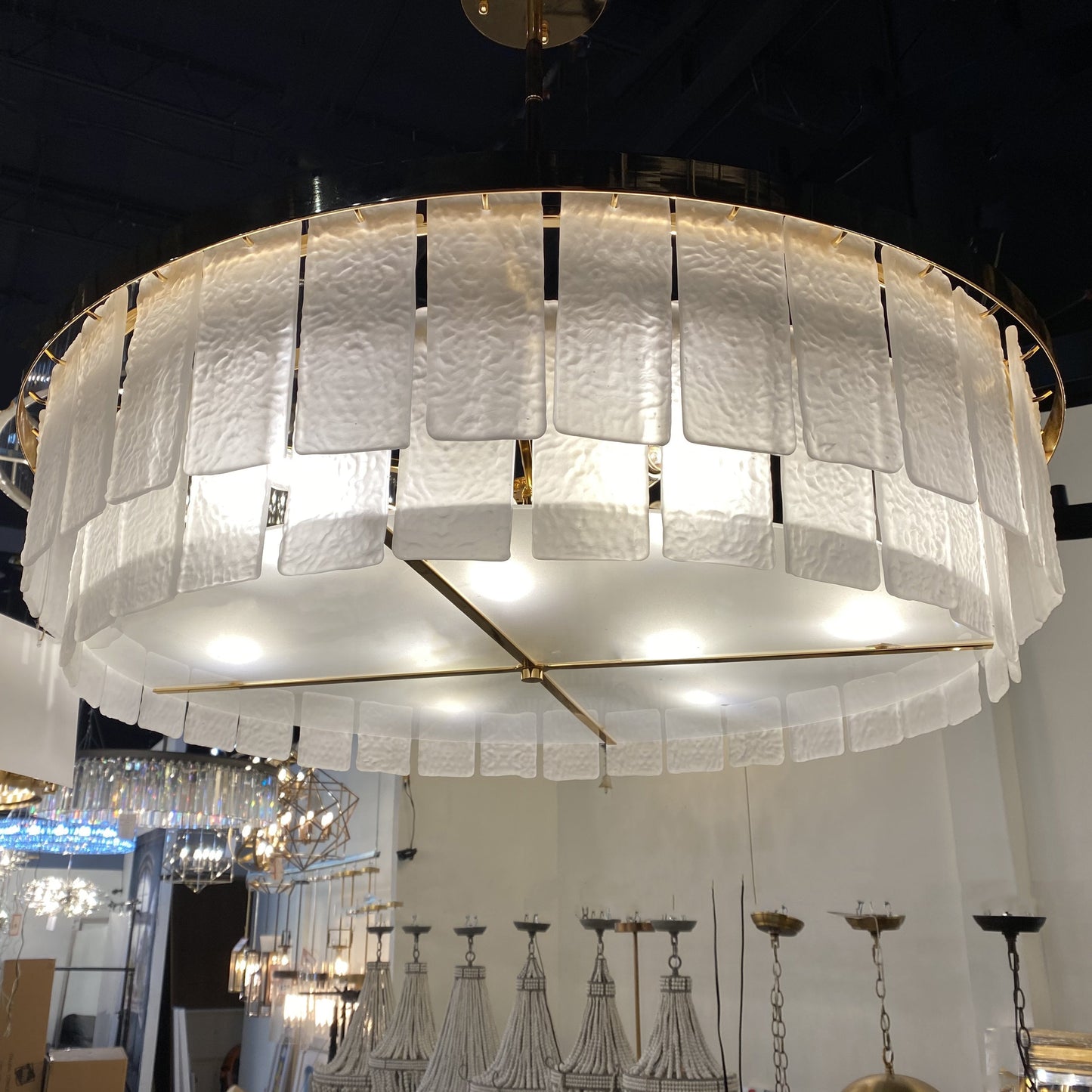 Padua Round Tiered Glass Tile Chandelier Collection - Kavker - 