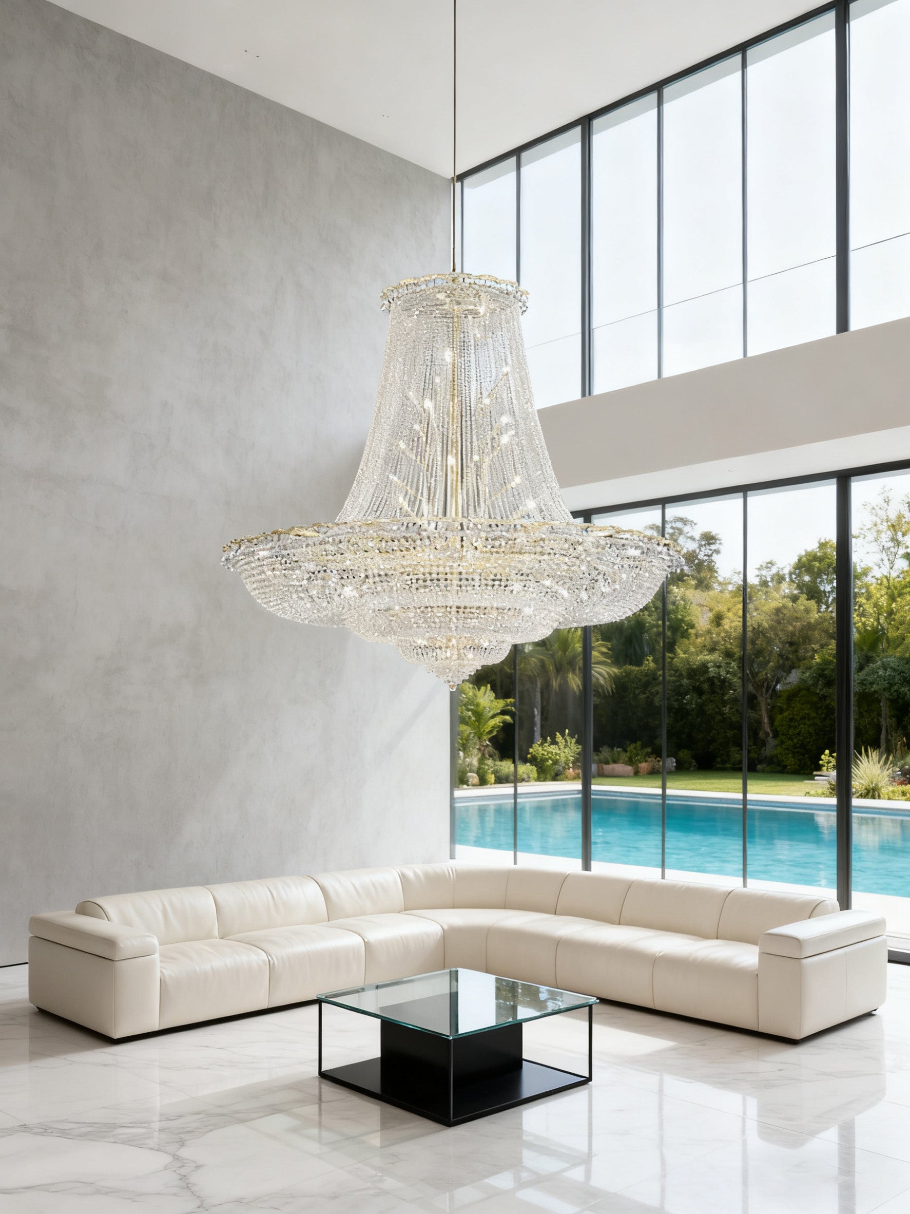 79X69 Inch Extra Wide Chandelier Large Gold Crystal Foyer Lighting