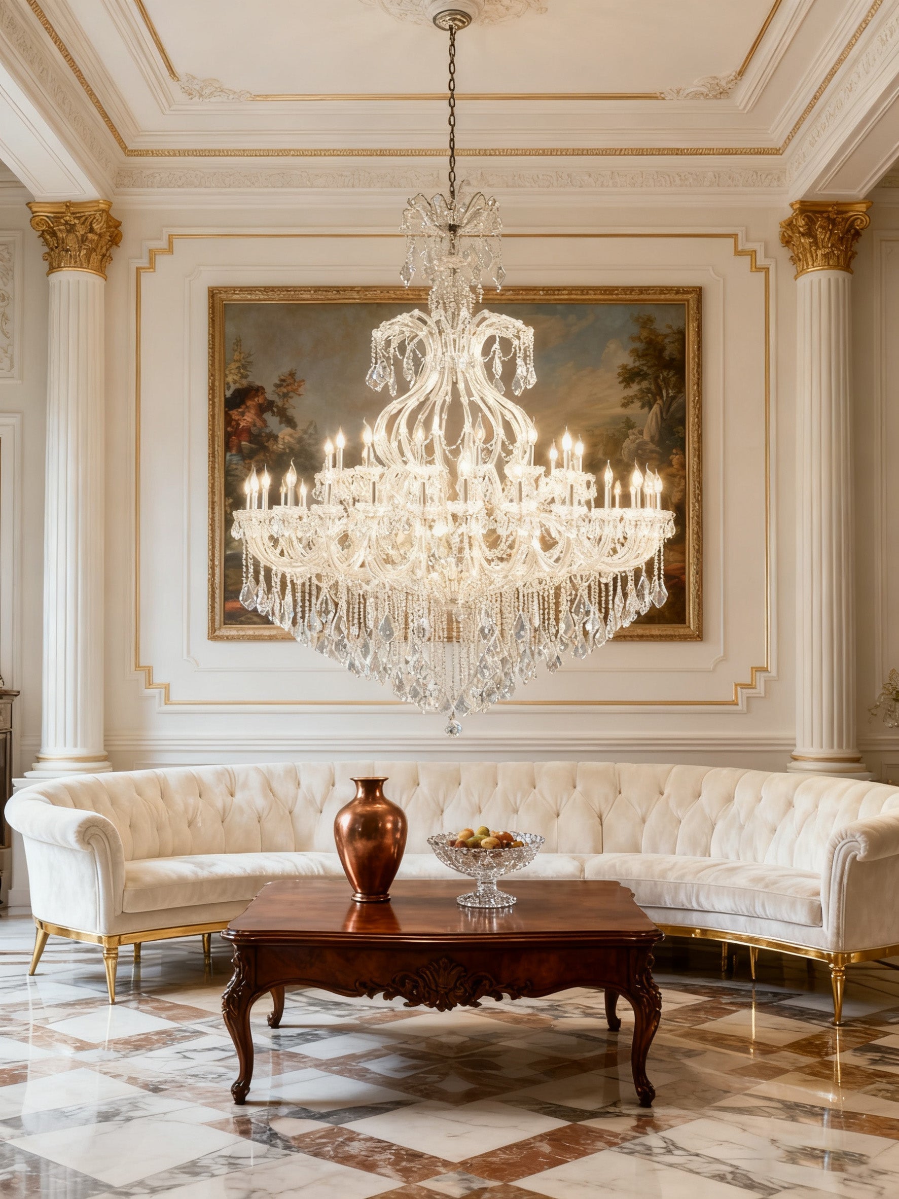 71X59 Inch Extra Wide Chandelier 49 Lights Big Chrome Maria Theresa Crystal Chandelier For Dining Room