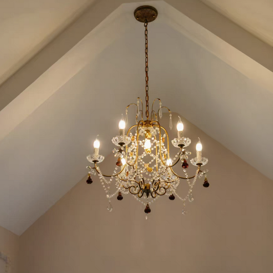 Ornate French Antique Crystal Ceiling Chandelier-Kavker