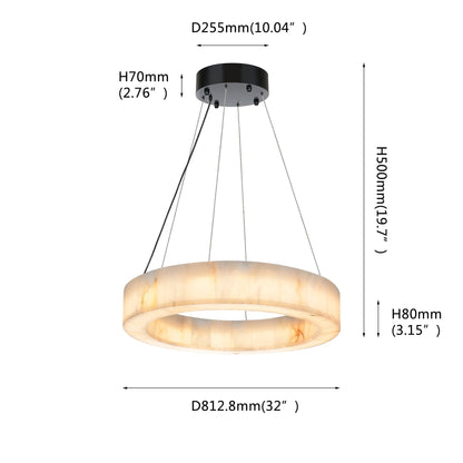 Natural Marble Halo Round Ring Chandelier - Kavker