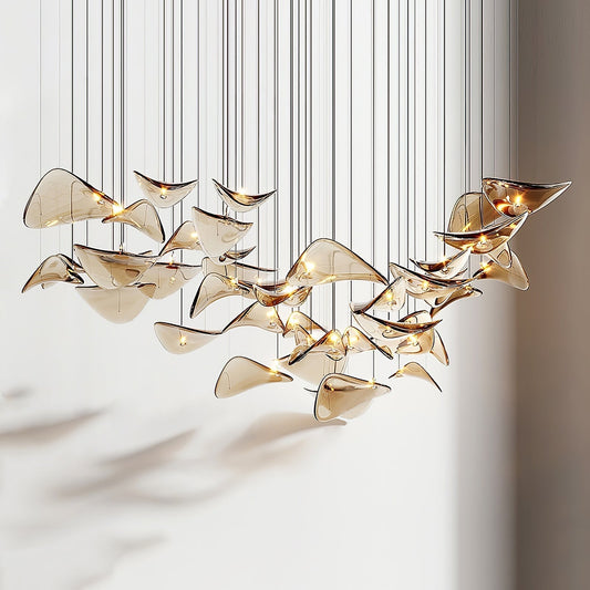 Wave Floating Leaf Chandelier-Kavker