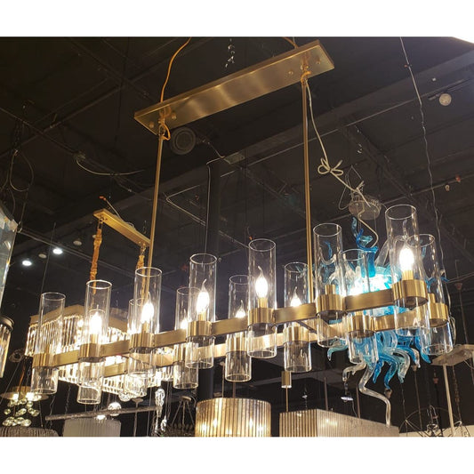 Armature Linear Glass Cylinder Chandelier - Kavker - 