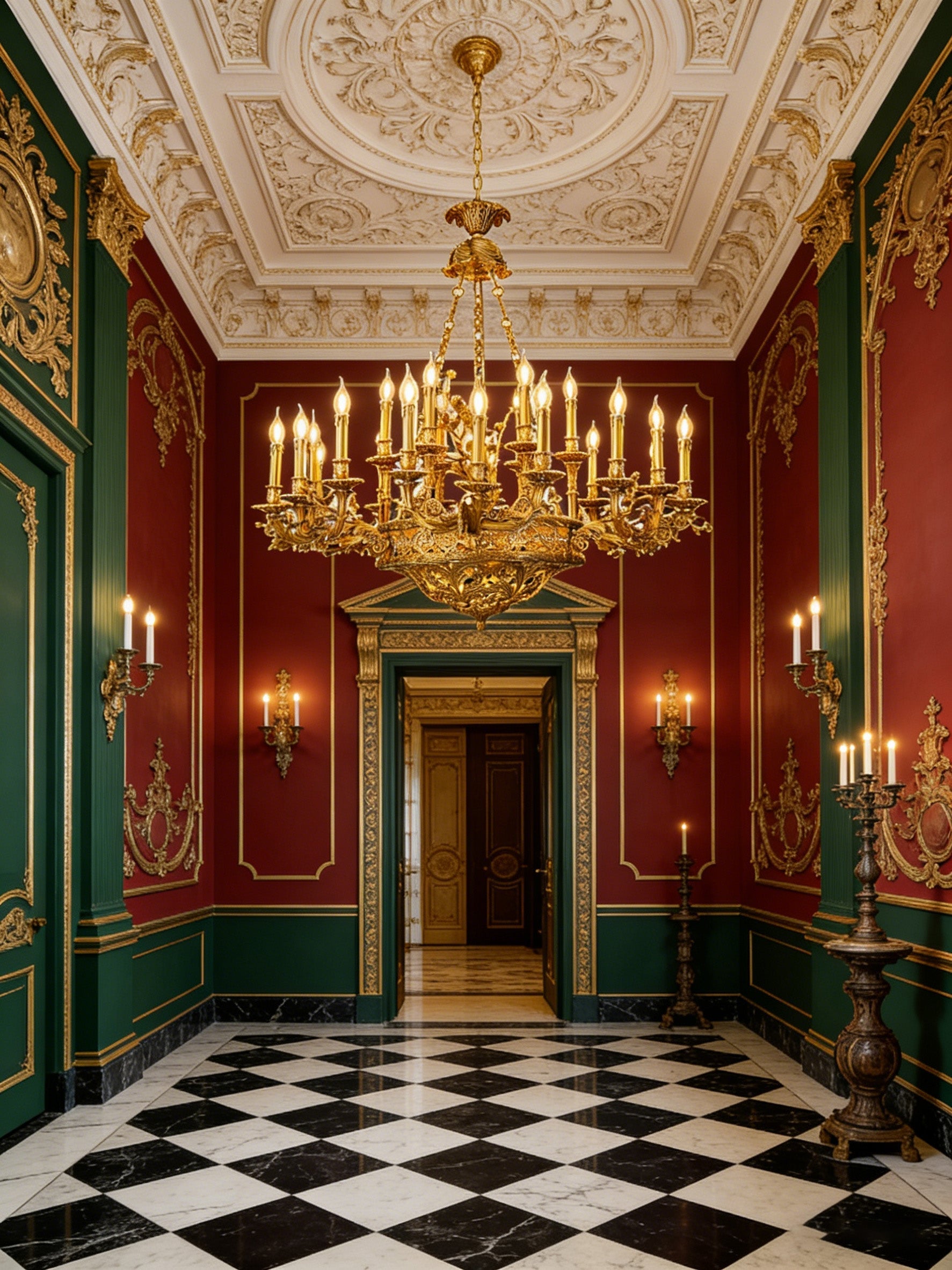 47X43 Inch Baroque Style Antique French Palace Copper Chandelier