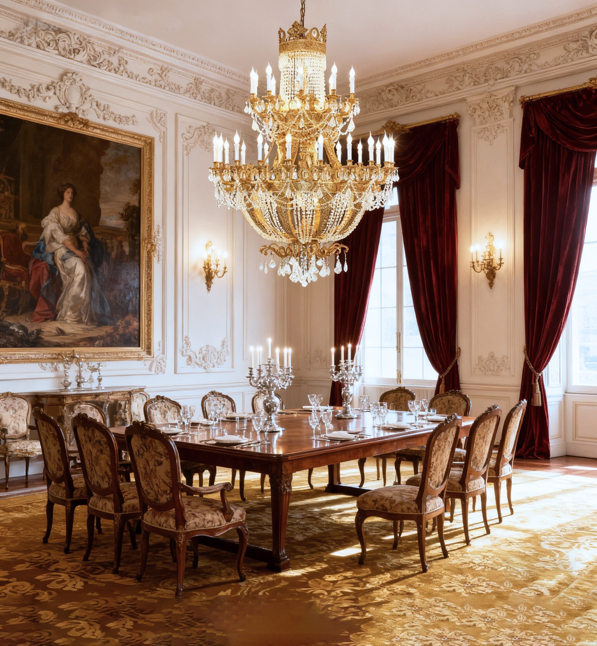 51X67 Inch 42 Lights Big French Empire Brass and Crystal Chandelier for Foyer