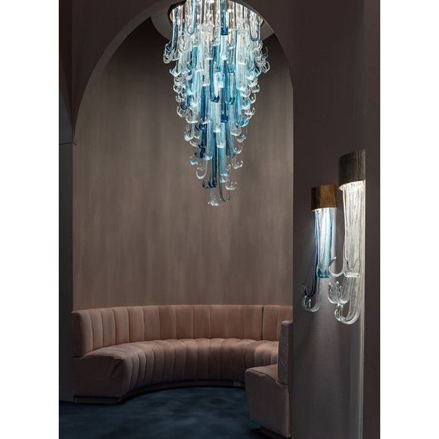 Blue Rainfall / Waterfall Murano Glass Chandelier - Kavker - 