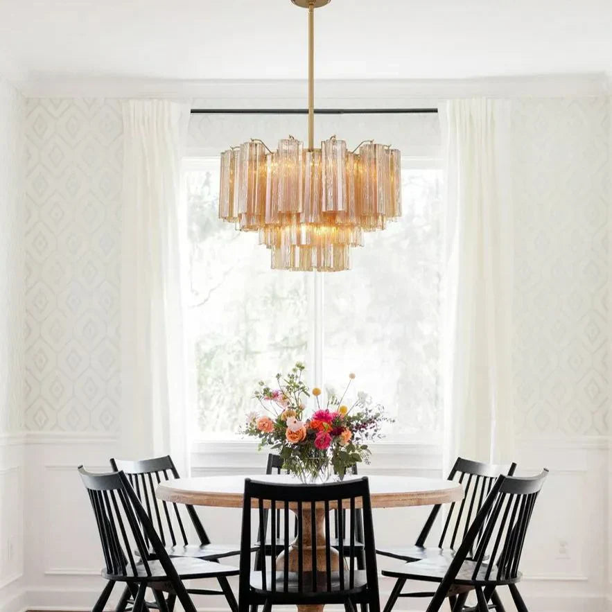 Addis Chandelier 17.8" 19.8" 22" 26.8" 32''D-22"-Brass-Amber-Kavker