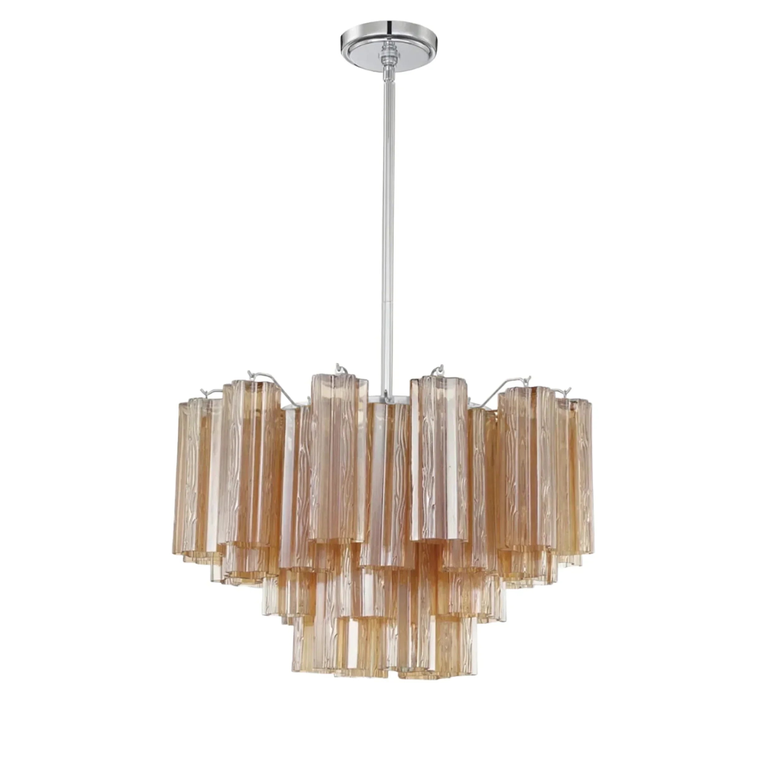 Addis Chandelier 17.8" 19.8" 22" 26.8" 32''D-19.8"-Chrome-Amber-Kavker