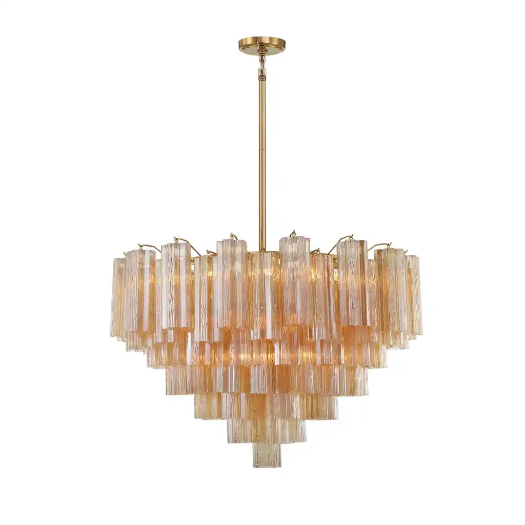 Addis Chandelier 17.8" 19.8" 22" 26.8" 32''D-32"-Brass-Amber-Kavker