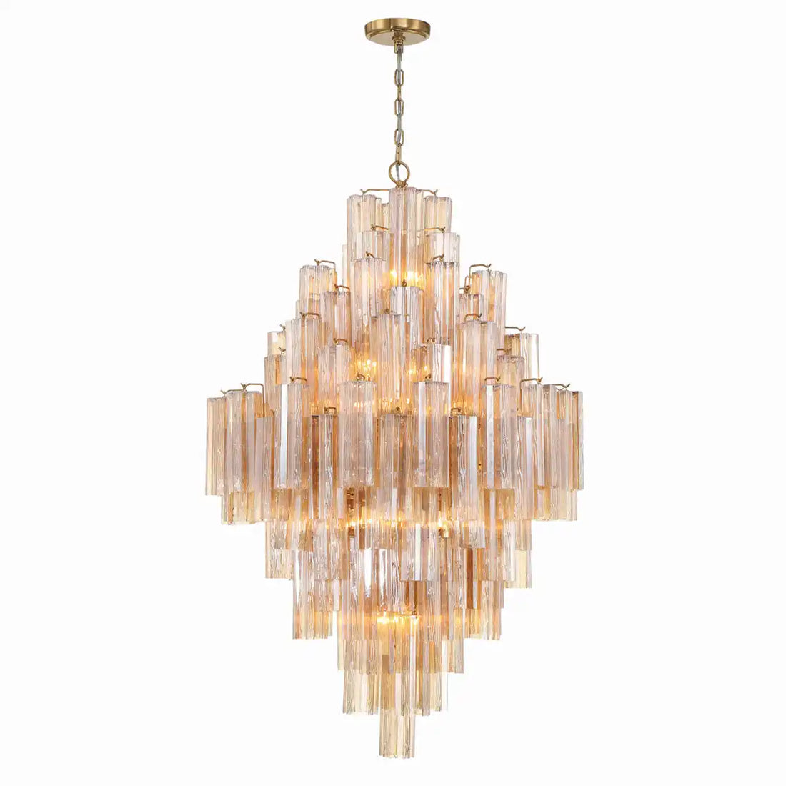Addis Diamond Chandelier 49''H-Brass-Amber-Kavker