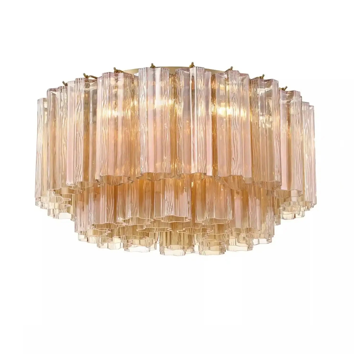 Addis Flushmount 22"/32"-22"-7 Lights-Brass-Amber-Kavker