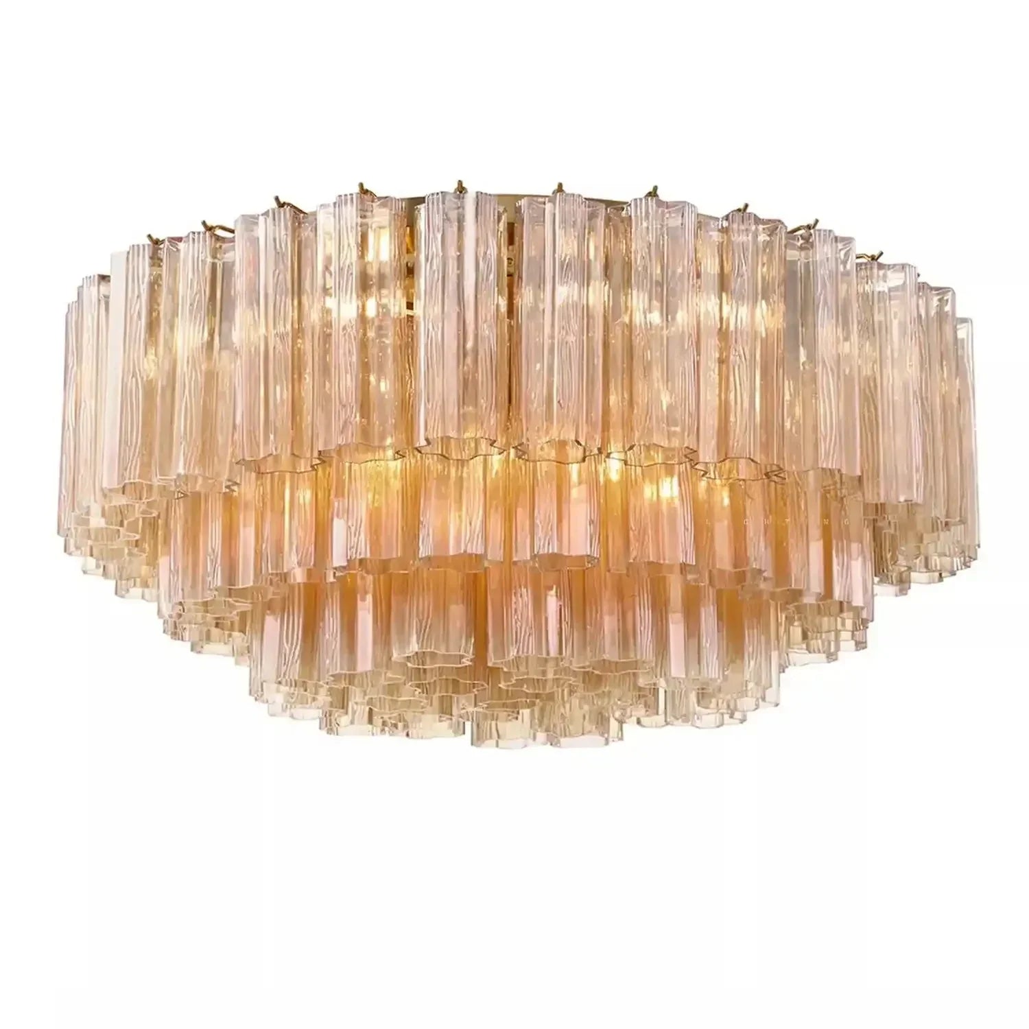Addis Flushmount 22"/32"-32"-16 Lights-Brass-Amber-Kavker