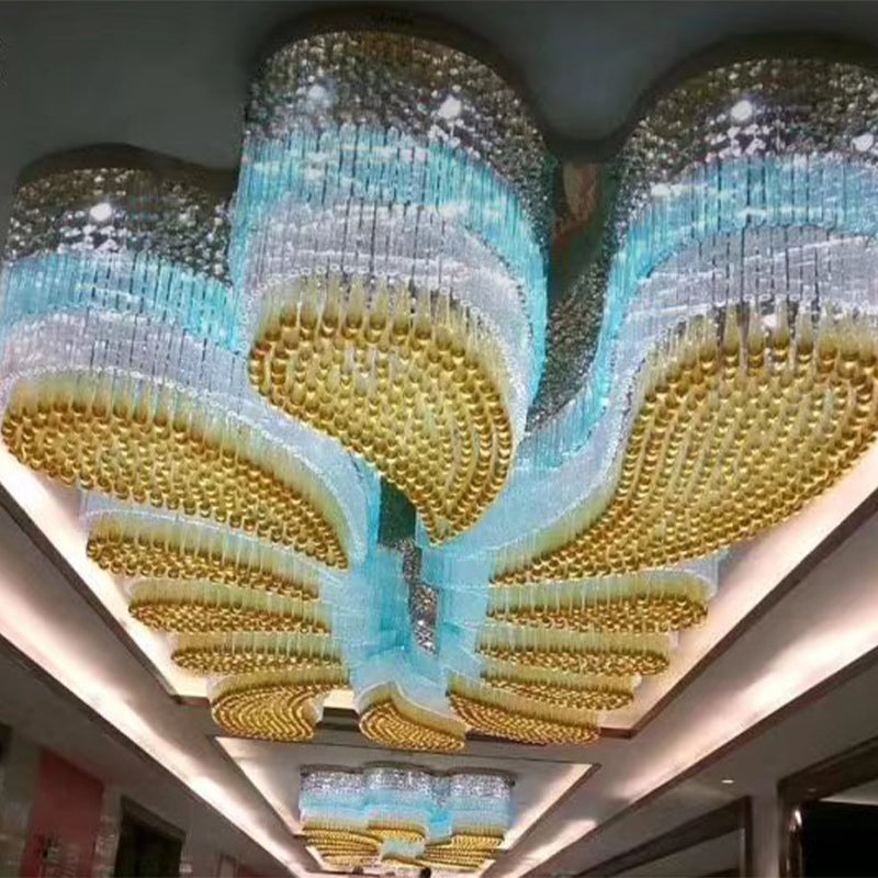 Custom Extra Large Flush Mount Floral Crystal Chandelier for Hotel/Restaurant/Villa-Kavker
