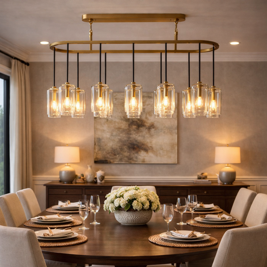 Transitional Clear Glass Linear Chandelier
