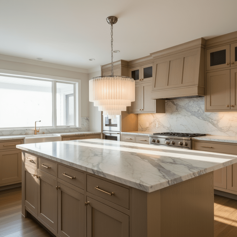 Calacatta Marble Island - Contemporary Kitchen