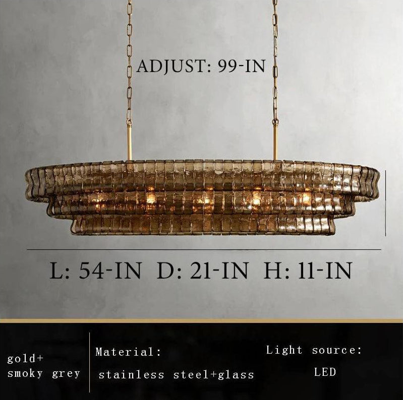 Transitional Ice Glass Oval Chandelier