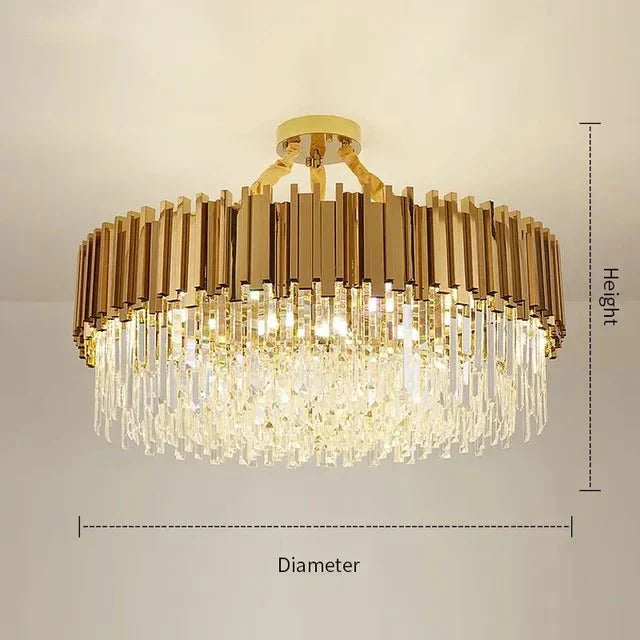Colonnade Round Semi-Flushmount Crystal Chandelier