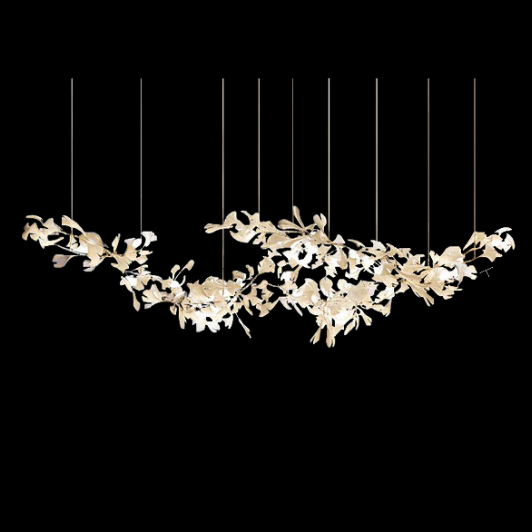 Extra Large Ceramics Twig White Flowers Chandelier Iron Tree Branch Pendant Light For Big Living/ Dining Room-Kavker