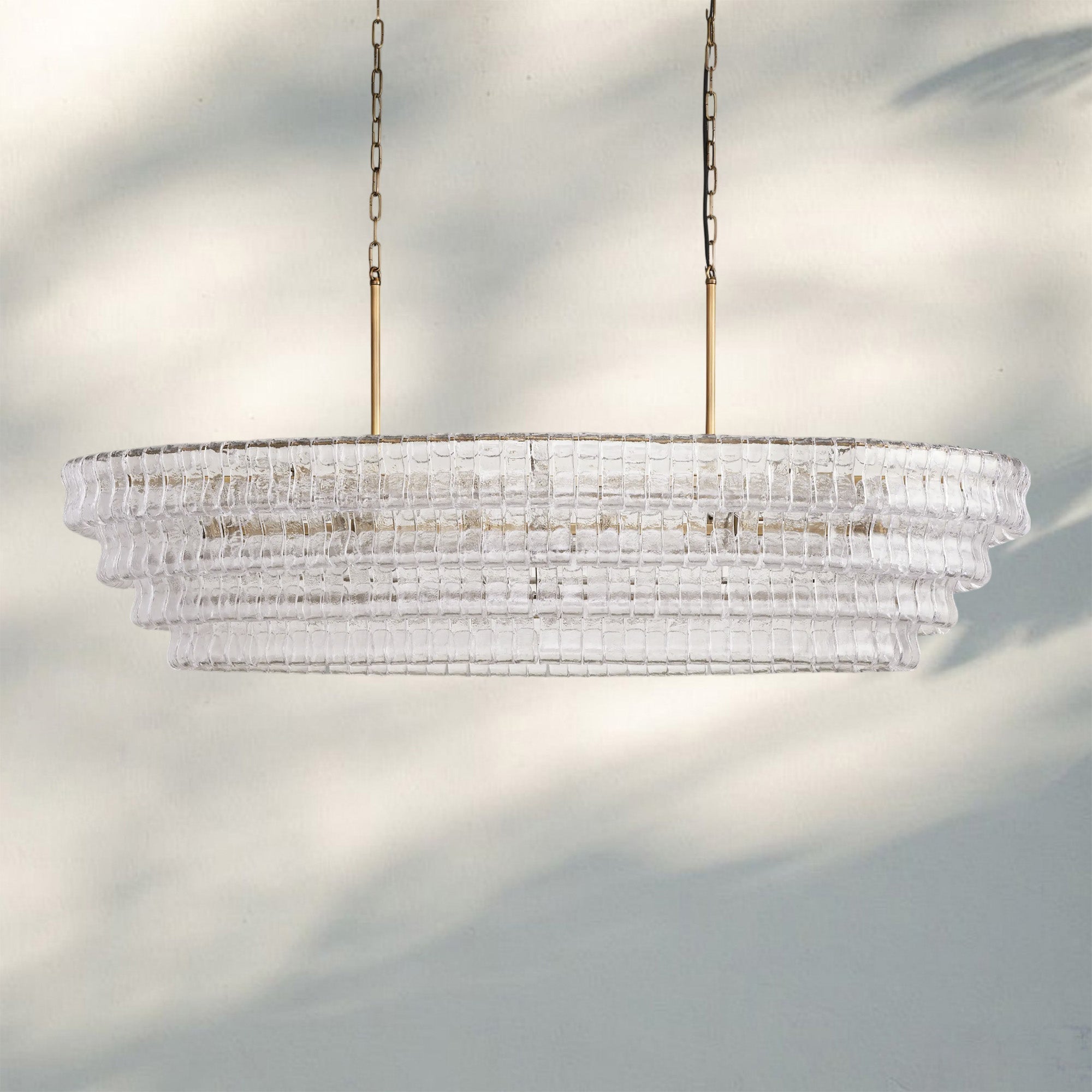 Ghiaccio Glass Oval Chandelier 54''65'' - Matte BlackClear65"-Kavker