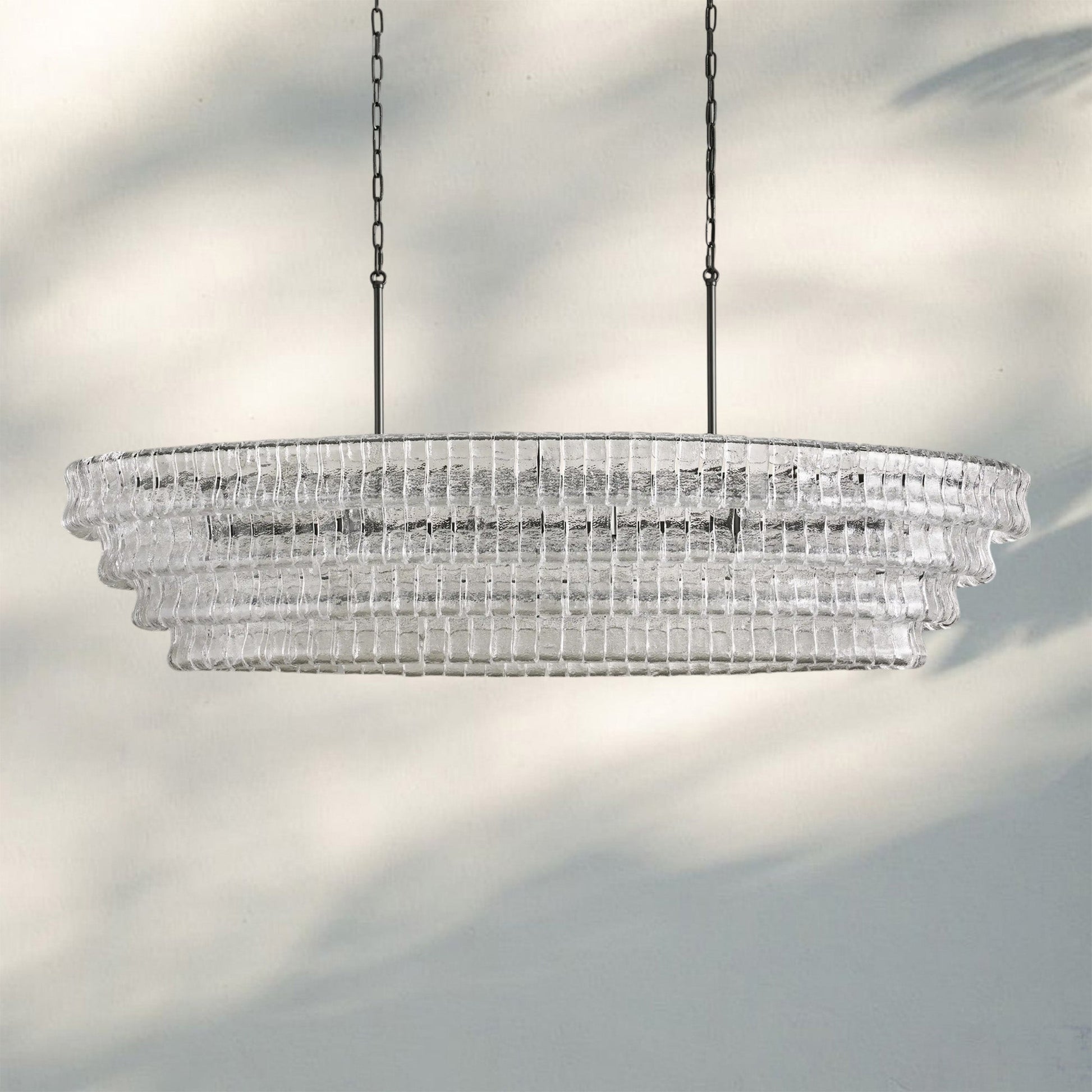 Ghiaccio Glass Oval Chandelier 54''65'' - Matte BlackClear65"-Kavker