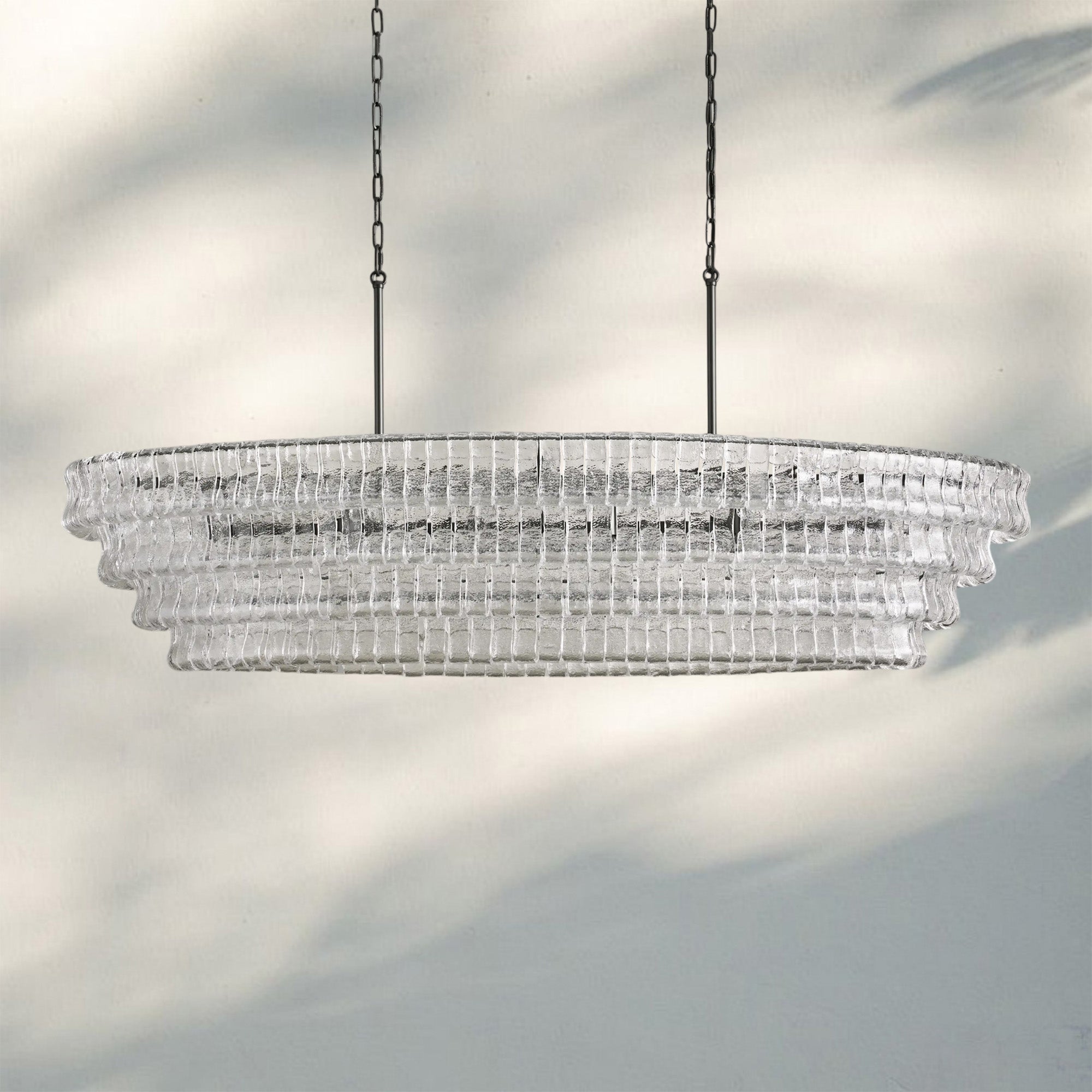 Ghiaccio Glass Oval Chandelier 54''65'' - Matte BlackClear65"-Kavker