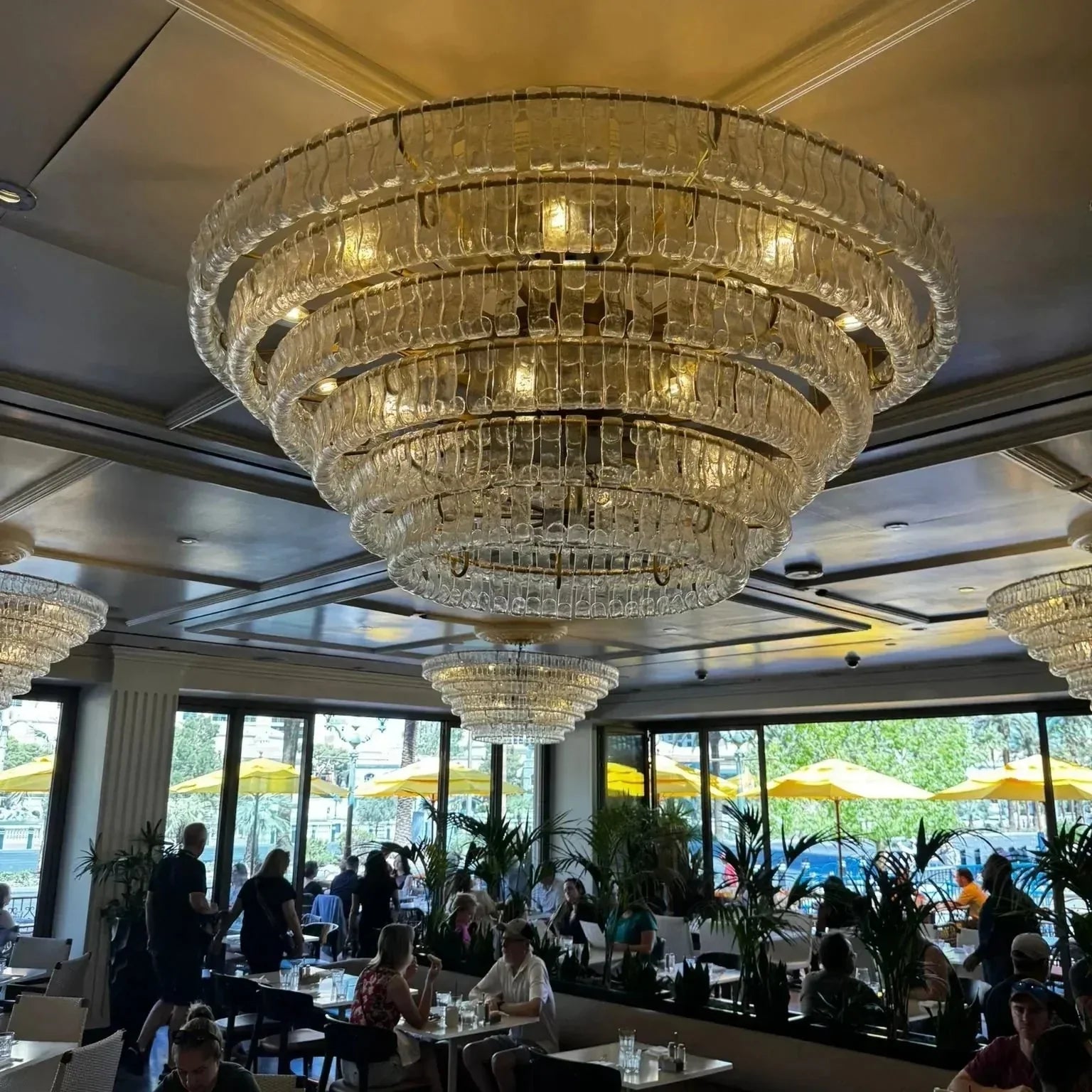Ghiaccio Glass Round Chandelier 24" 36" 48" 60" - 6 - Tier 60"BrassClear-Kavker