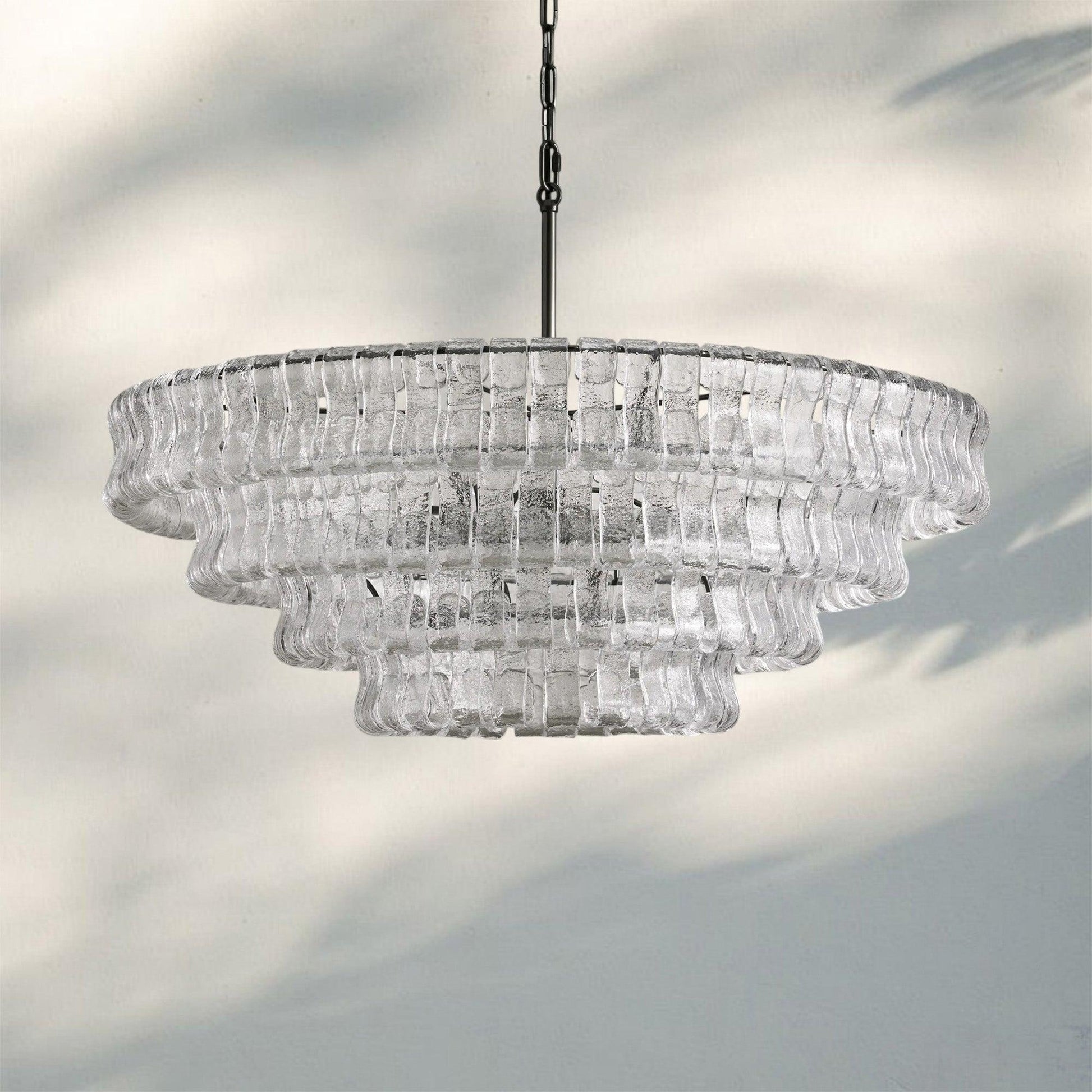 Ghiaccio Glass Round Chandelier 24" 36" 48" 60" - 3 - Tier 24"BrassSmoke-Kavker