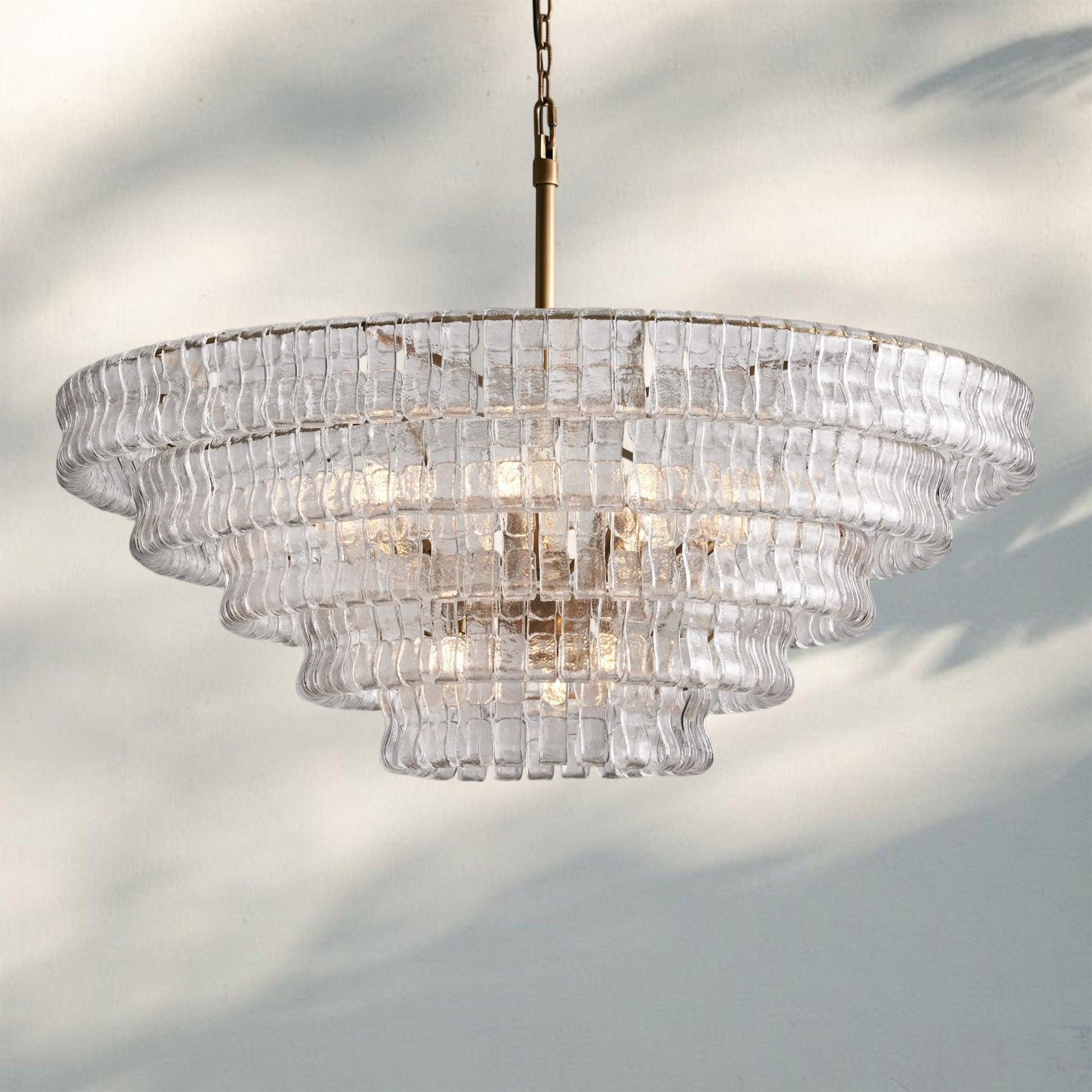 Ghiaccio Glass Round Chandelier 24" 36" 48" 60" - 3 - Tier 24"BrassSmoke-Kavker