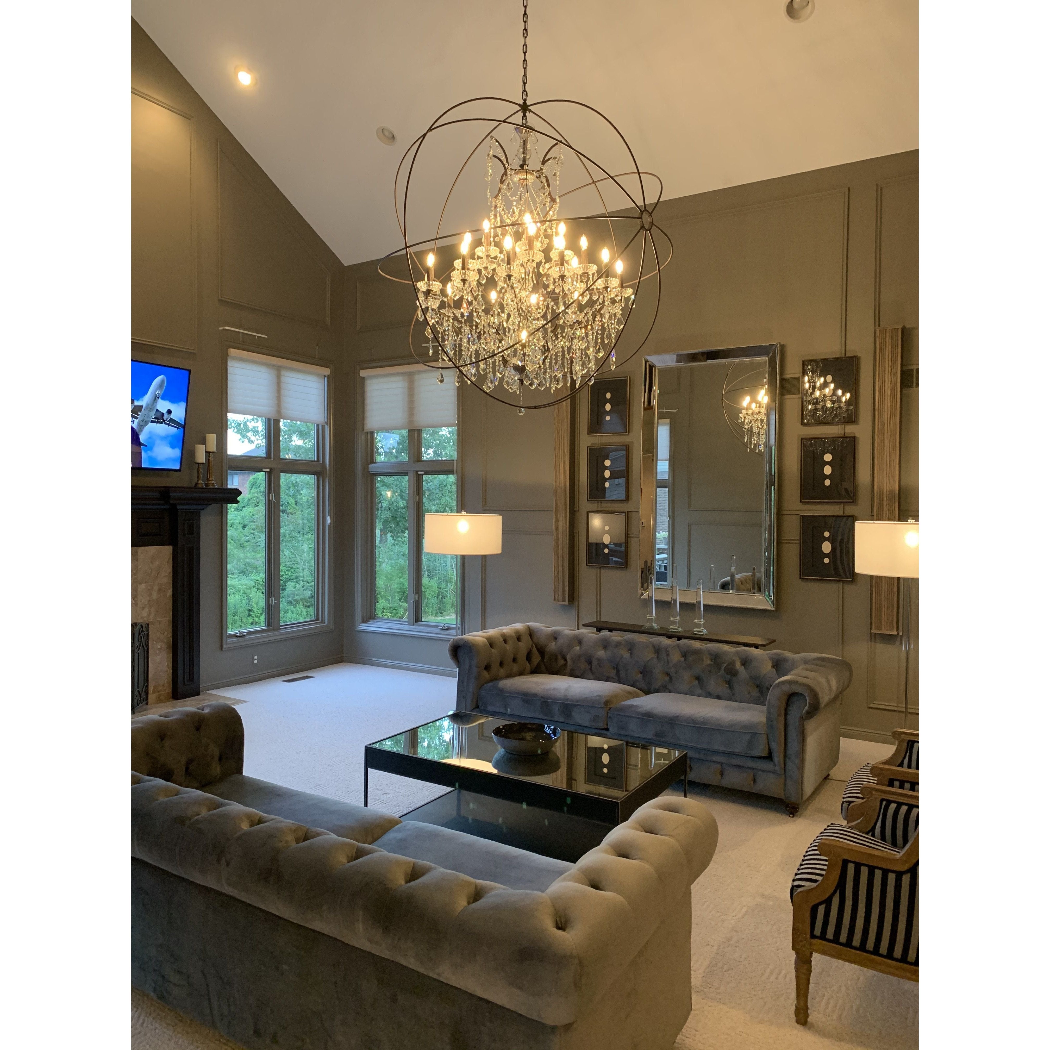 50 Light 80" MN Iron Orb Crystal Chandelier - Kavker - 
