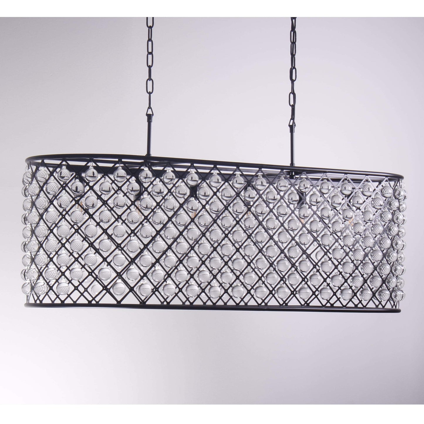 Teardrop Grid Rectangular 10-Light Crystal Chandelier - Kavker