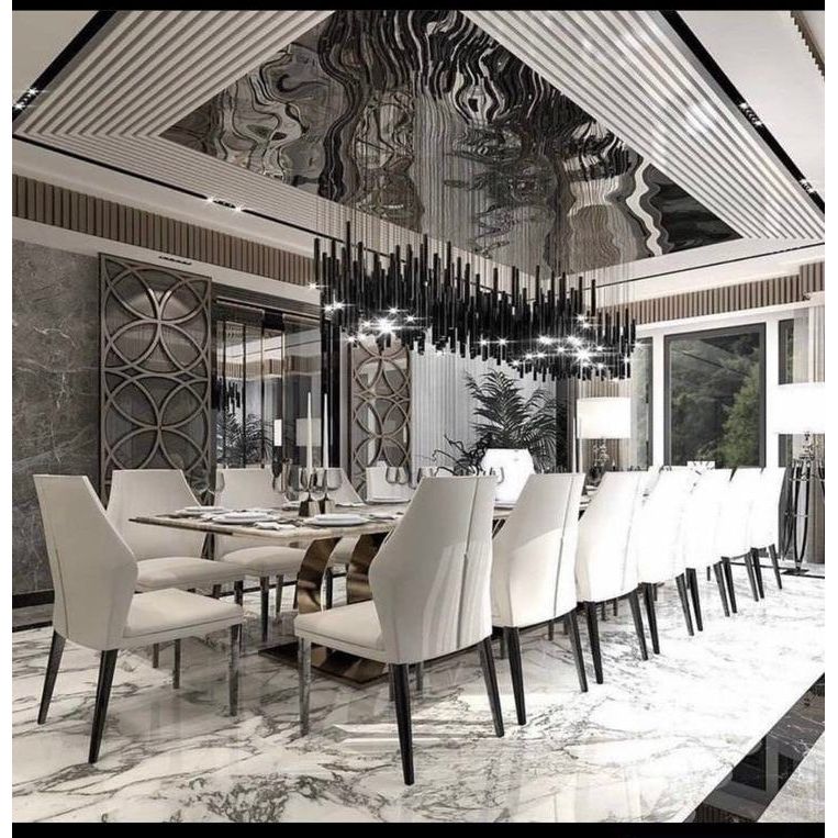 Bellini Rectangular Tri-Tone Tubular Pendant Light Chandelier - Kavker