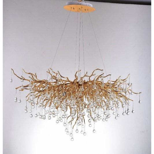 Lori’s Branching Brass Round Teardrop Chandelier - Kavker