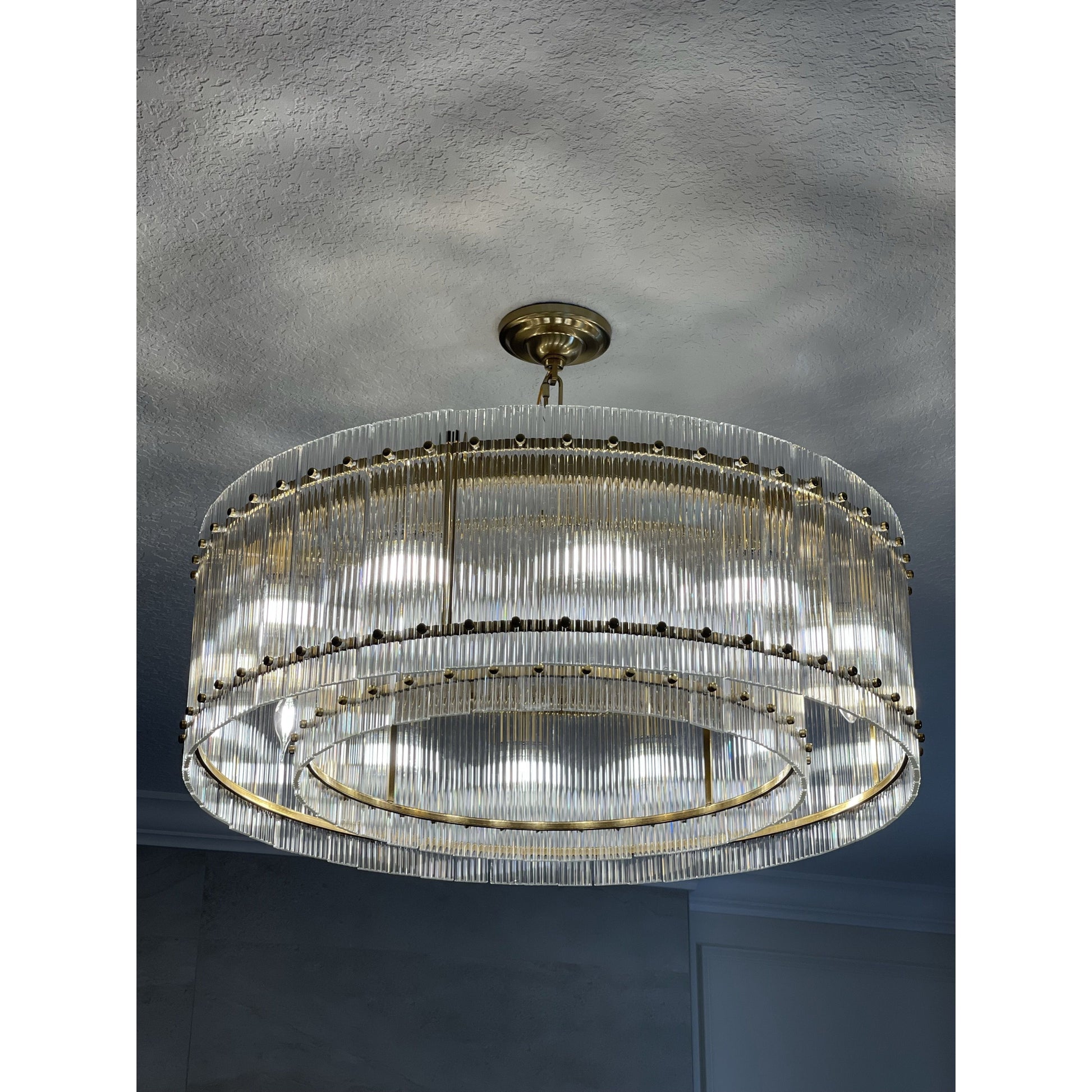 Carmel Round Ribbed Glass Tile Chandelier - Kavker - Size